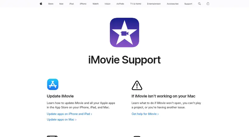 iMovie's own site