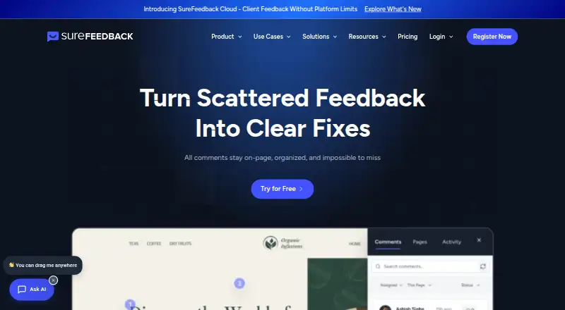 SureFeedback's own site