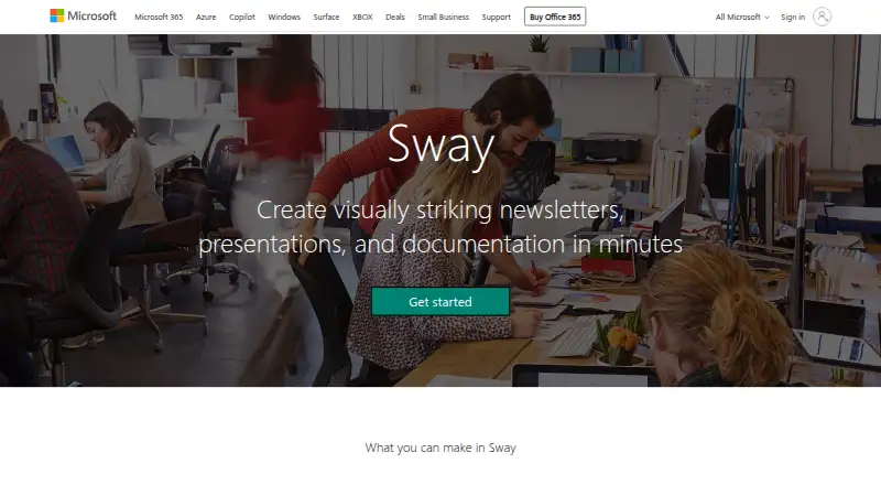 Microsoft Sway's own site