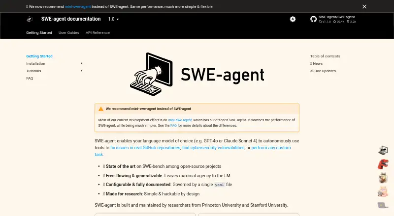 SWE-agent's own site