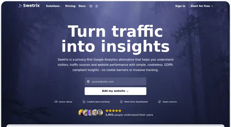 Swetrix's own site