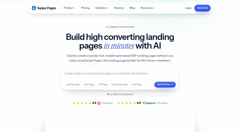 Swipe Pages's own site