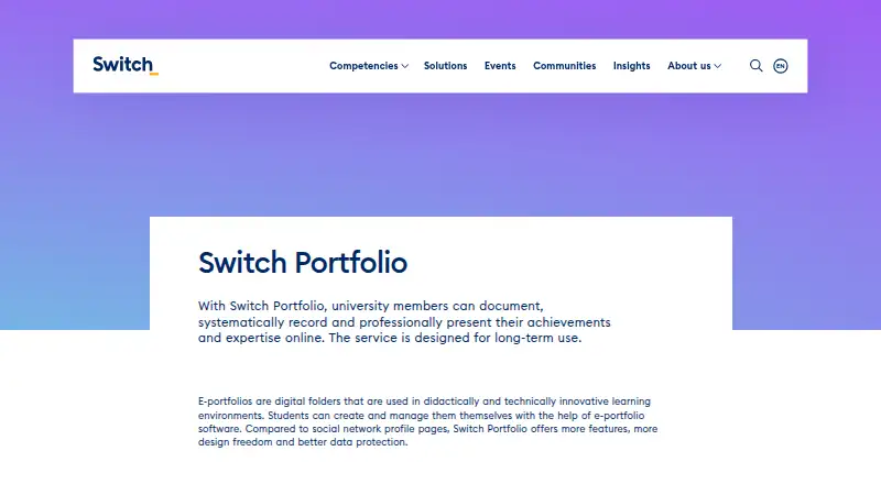 Switch Portfolio's own site