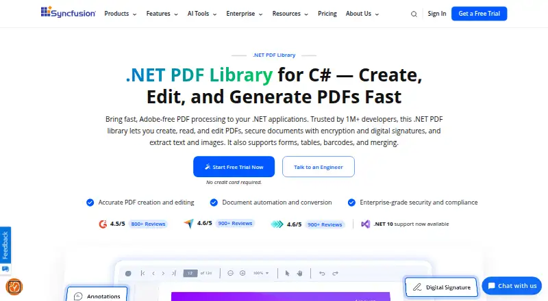 Syncfusion PDF Library's own site