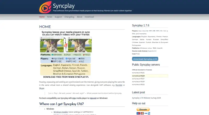 Syncplay's own site