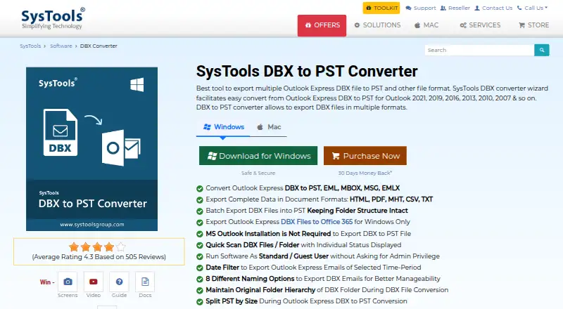 SysTools DBX Converter's own site