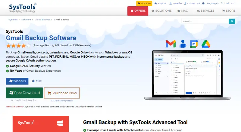 SysTools Gmail Backup's own site