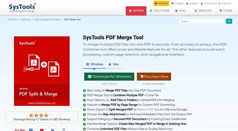 SysTools PDF Merge Tool's own site