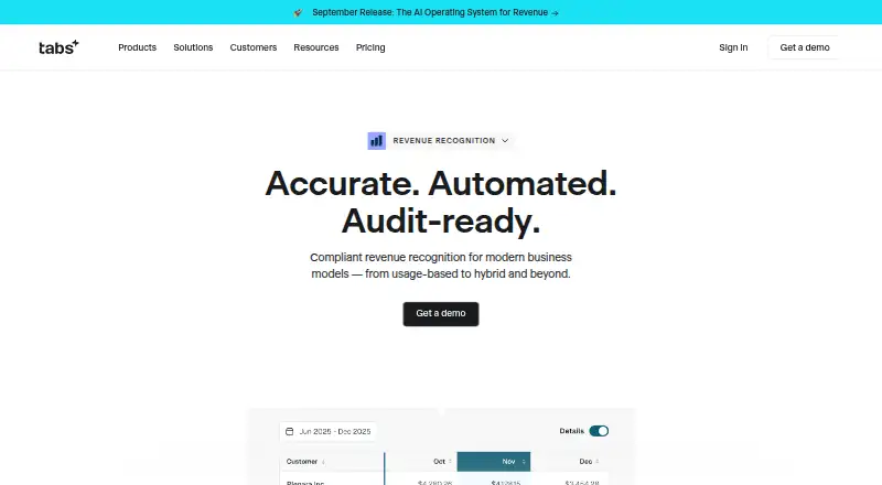 Tabs Revenue Recognition's own site