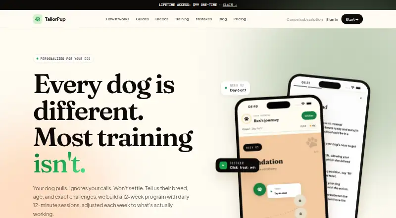 TailorPup's own site