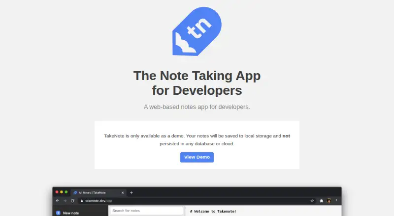 TakeNote's own site