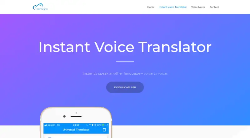 Instant Voice Translator's own site
