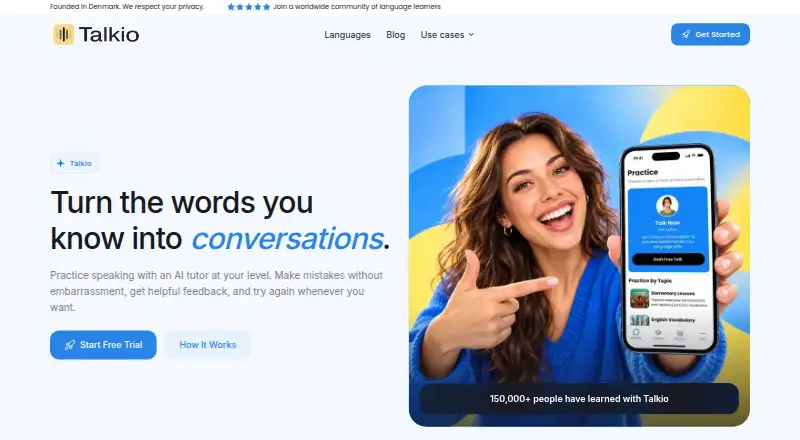 Talkio AI's own site