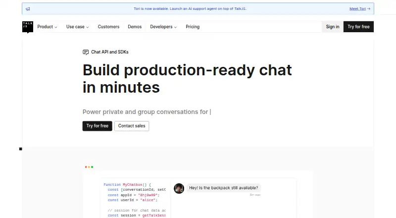 TalkJS's own site