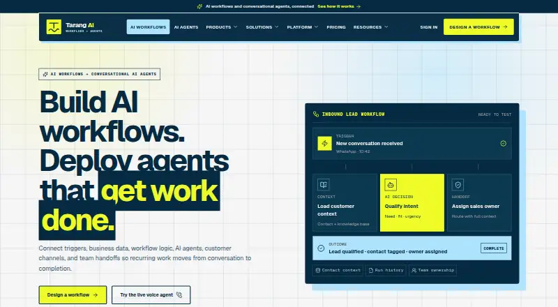 Tarang AI's own site