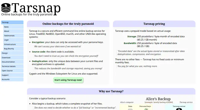 Tarsnap's own site