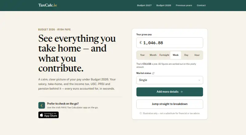 TaxCalc.ie Irish PAYE Tax Calculator's own site