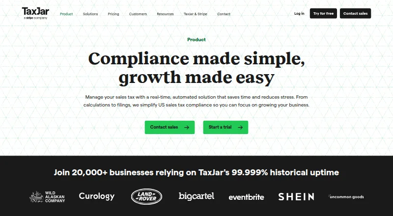 TaxJar's own site