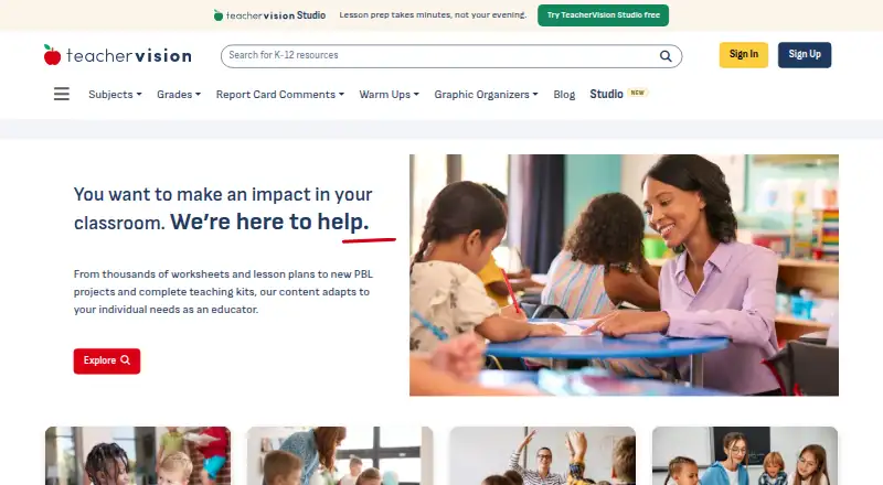 TeacherVision's own site