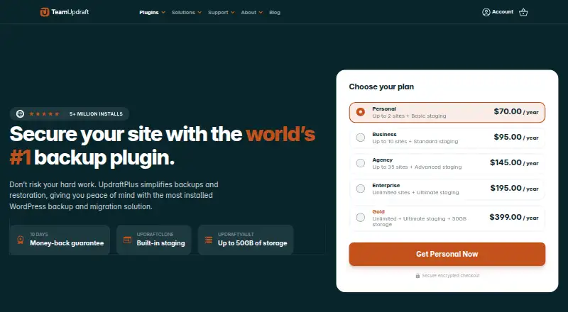 UpdraftPlus's own site