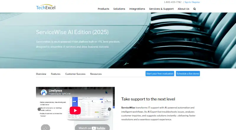TechExcel ServiceWise's own site