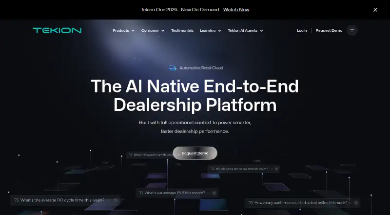 Tekion Automotive Retail Cloud's own site