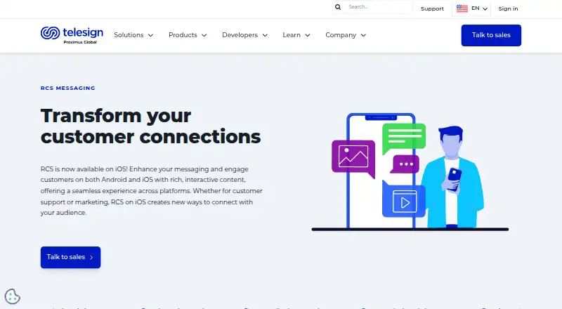 Telesign RCS Messaging's own site