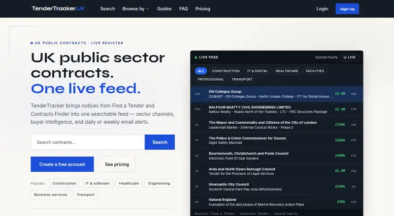 TenderTracker UK's own site