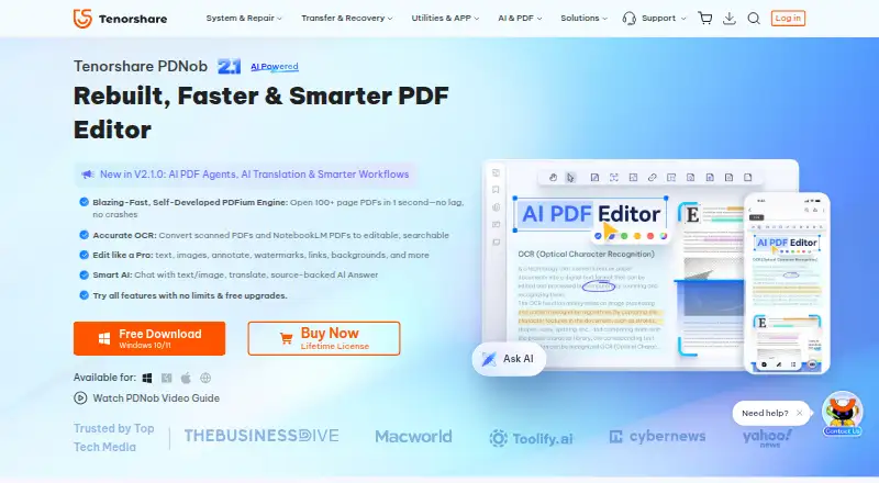 Tenorshare PDNob's own site