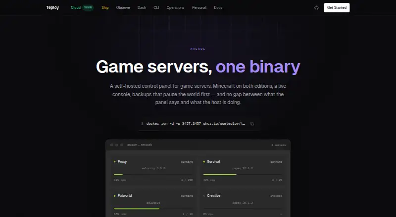 Teploy Arcade's own site