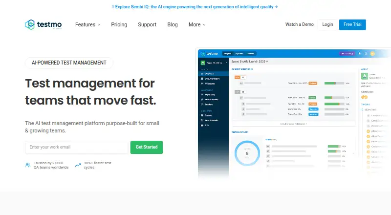 Testmo's own site