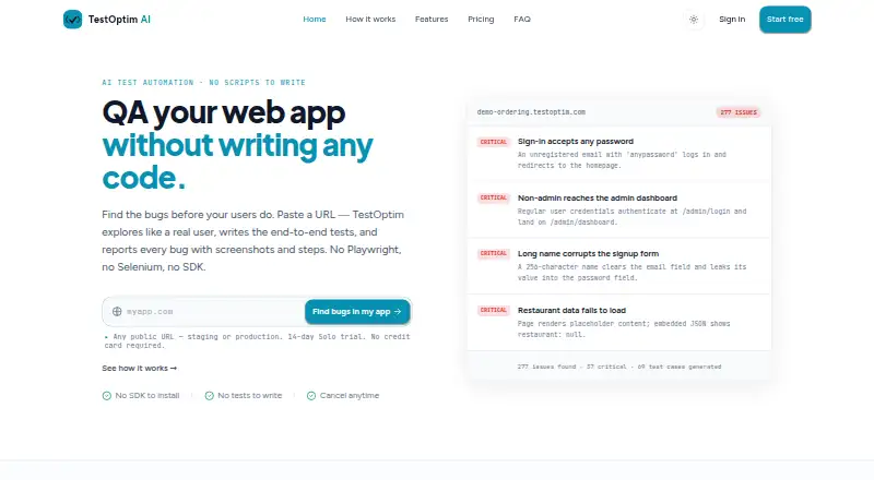 TestOptim AI's own site