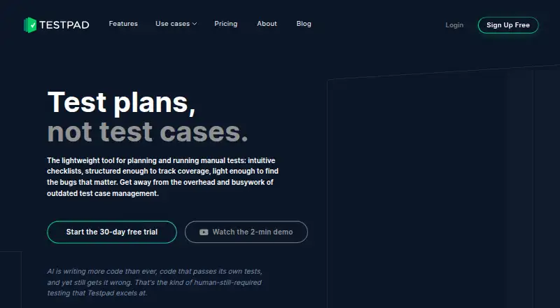 Testpad's own site