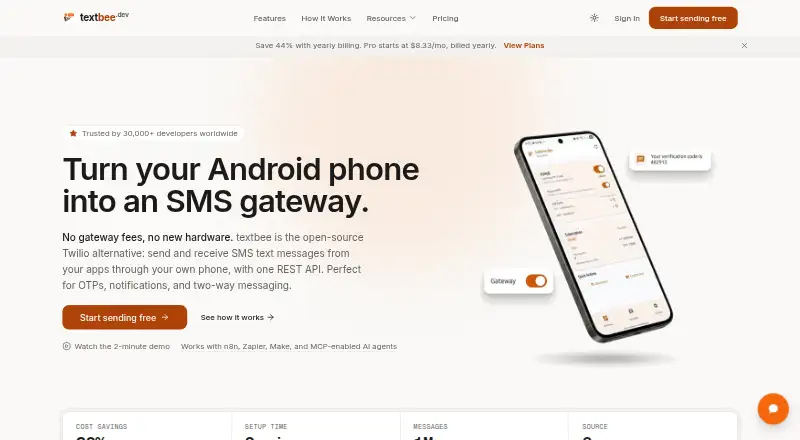 TextBee's own site