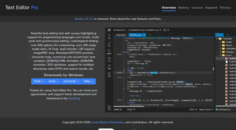 Text Editor Pro's own site