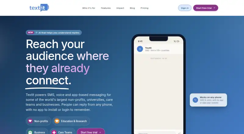 TextIt's own site