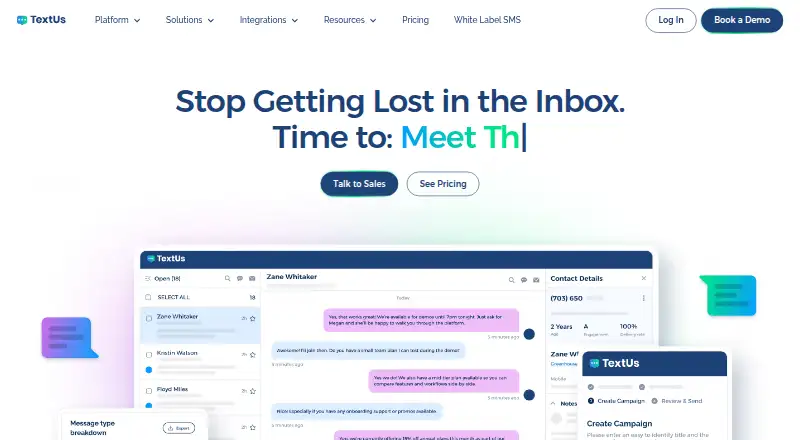 TextUs's own site