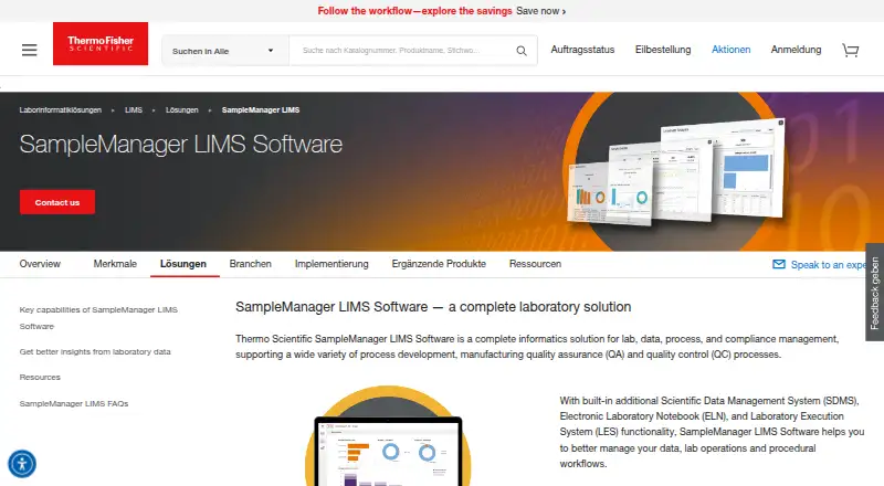 Thermo Scientific SampleManager LIMS Software's own site