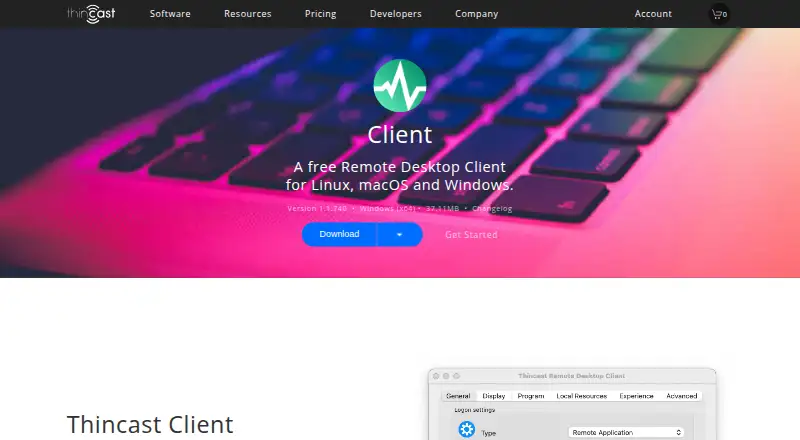 Thincast Remote Desktop Client's own site
