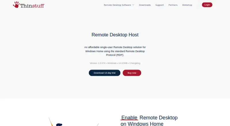 Thinstuff Remote Desktop Host's own site