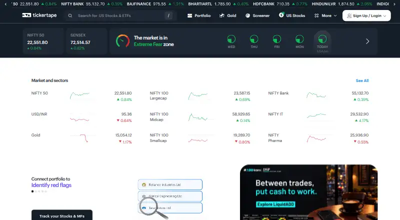 Tickertape's own site