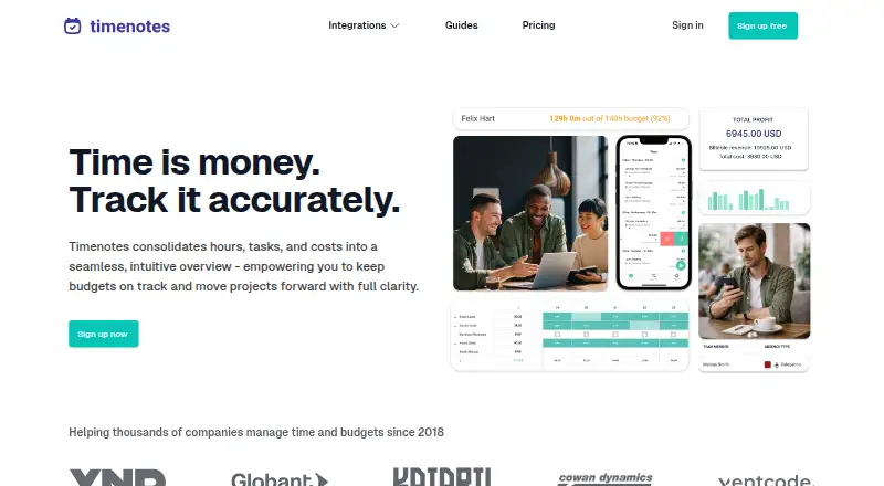 Timenotes's own site