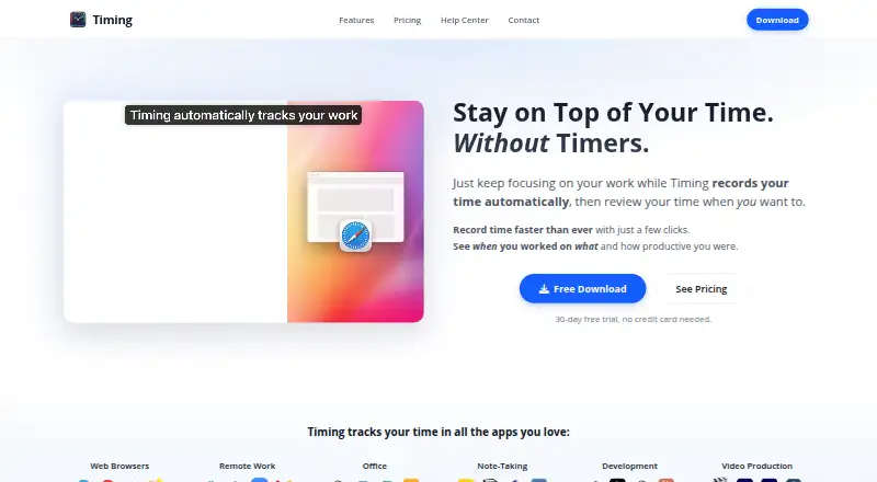 Timing's own site