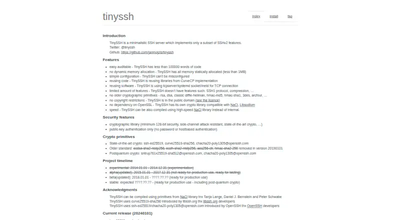 TinySSH's own site