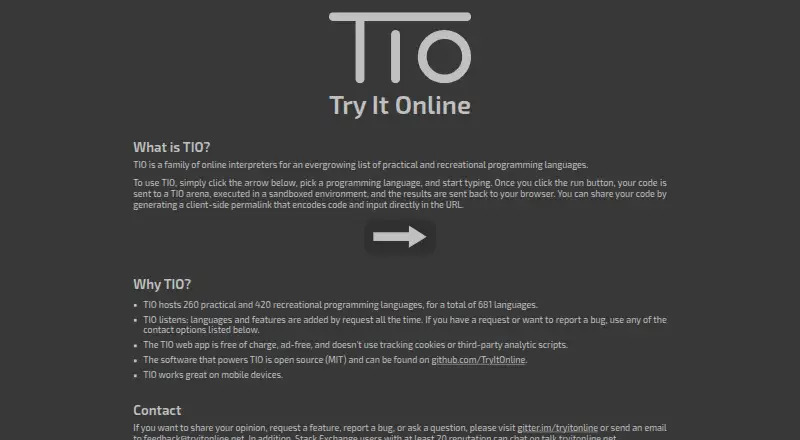 Try It Online's own site