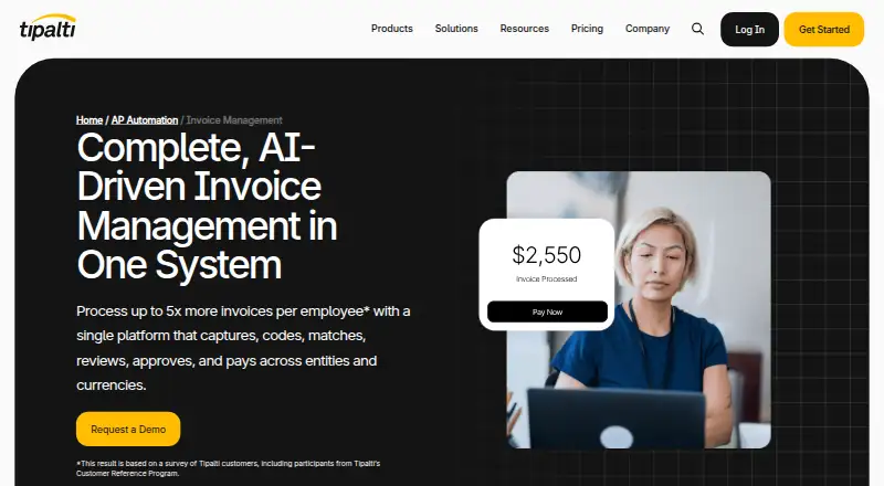 Tipalti Invoice Management's own site