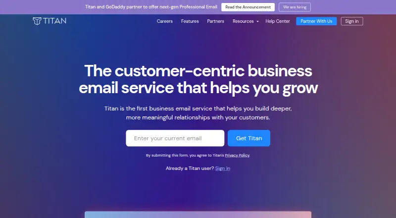 Titan Email's own site