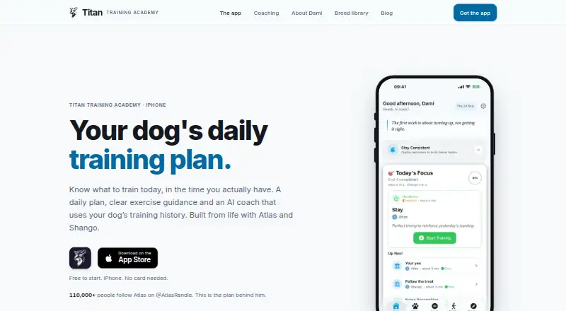 Titan Training App's own site