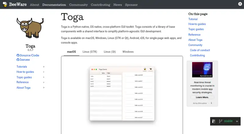 Toga's own site