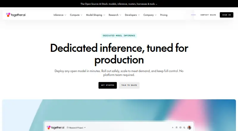 Together AI Dedicated Inference's own site